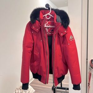 Moose Knuckles Red ORIGINAL BALLISTIC BOMBER BLACK FOX FUR